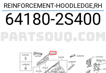 Nissan 641802S400 REINFORCEMENT-HOODLEDGE,RH