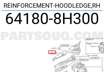 Nissan 641808H300 REINFORCEMENT-HOODLEDGE,RH