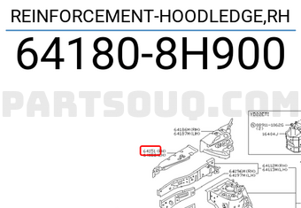 Nissan 641808H900 REINFORCEMENT-HOODLEDGE,RH