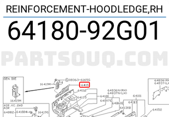 Nissan 6418092G01 REINFORCEMENT-HOODLEDGE,RH