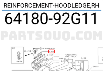 Nissan 6418092G11 REINFORCEMENT-HOODLEDGE,RH