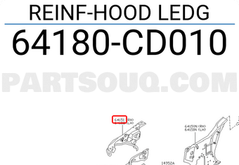 Nissan 64180CD010 REINF-HOOD LEDG