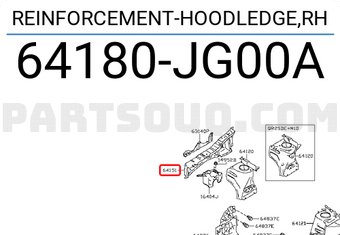 Nissan 64180JG00A REINFORCEMENT-HOODLEDGE,RH