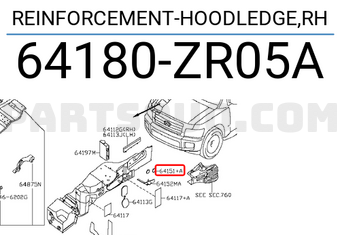 Nissan 64180ZR05A REINFORCEMENT-HOODLEDGE,RH