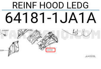 Nissan 641811JA1A REINF HOOD LEDG