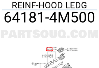 Nissan 641814M500 REINF-HOOD LEDG