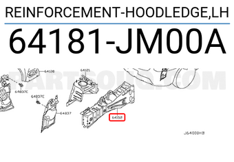Nissan 64181JM00A REINFORCEMENT-HOODLEDGE,LH