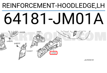 Nissan 64181JM01A REINFORCEMENT-HOODLEDGE,LH