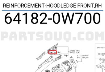 Nissan 641820W700 REINFORCEMENT-HOODLEDGE FRONT,RH