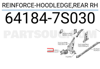 Nissan 641847S030 REINFORCE-HOODLEDGE,REAR RH