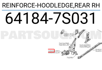 Nissan 641847S031 REINFORCE-HOODLEDGE,REAR RH
