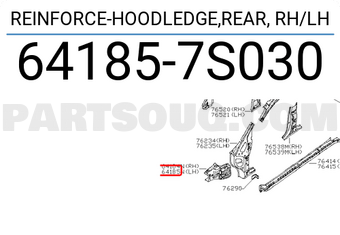 Nissan 641857S030 REINFORCE-HOODLEDGE,REAR, RH/LH