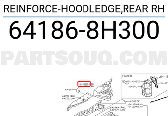 Nissan 641868H300 REINFORCE-HOODLEDGE,REAR RH