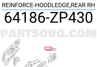 Nissan 64186ZP430 REINFORCE-HOODLEDGE,REAR RH