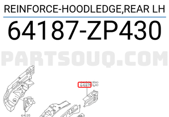 Nissan 64187ZP430 REINFORCE-HOODLEDGE,REAR LH