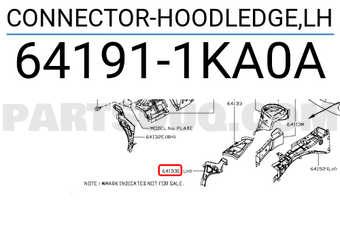 Nissan 641911KA0A CONNECTOR-HOODLEDGE,LH