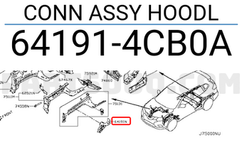 Nissan 641914CB0A CONN ASSY HOODL
