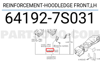 Nissan 641927S031 REINFORCEMENT-HOODLEDGE FRONT,LH