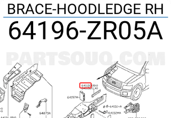 Nissan 64196ZR05A BRACE-HOODLEDGE RH