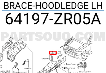 Nissan 64197ZR05A BRACE-HOODLEDGE LH