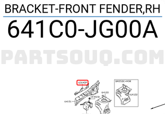 Nissan 641C0JG00A BRACKET-FRONT FENDER,RH