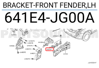 Nissan 641E4JG00A BRACKET-FRONT FENDER,LH