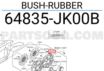 Nissan 64835JK00B BUSH-RUBBER