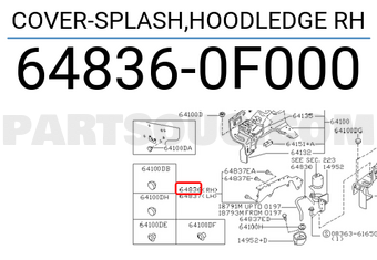 Nissan 648360F000 COVER-SPLASH,HOODLEDGE RH
