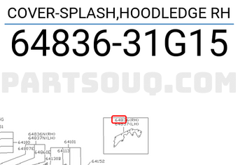 Nissan 6483631G15 COVER-SPLASH,HOODLEDGE RH