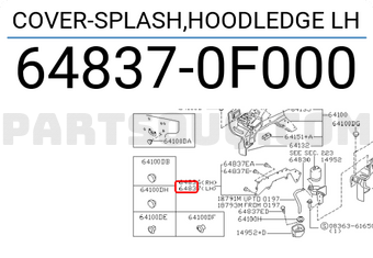 Nissan 648370F000 COVER-SPLASH,HOODLEDGE LH