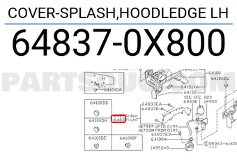 Nissan 648370X800 COVER-SPLASH,HOODLEDGE LH