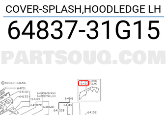 Nissan 6483731G15 COVER-SPLASH,HOODLEDGE LH