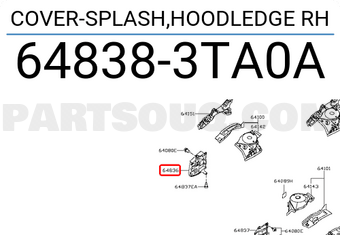 Nissan 648383TA0A COVER-SPLASH,HOODLEDGE RH