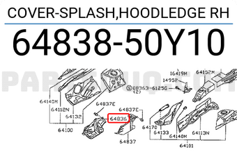 Nissan 6483850Y10 COVER-SPLASH,HOODLEDGE RH