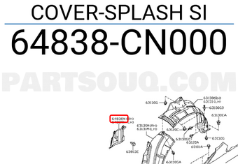 Nissan 64838CN000 COVER-SPLASH SI