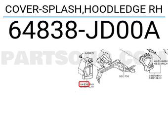 Nissan 64838JD00A COVER-SPLASH,HOODLEDGE RH