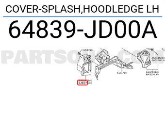Nissan 64839JD00A COVER-SPLASH,HOODLEDGE LH
