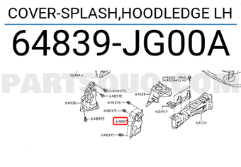 Nissan 64839JG00A COVER-SPLASH,HOODLEDGE LH