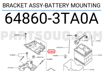 Nissan 648603TA0A BRACKET ASSY-BATTERY MOUNTING