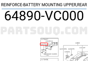 Nissan 64890VC000 REINFORCE-BATTERY MOUNTING UPPER,REAR