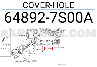 Nissan 648927S00A COVER-HOLE