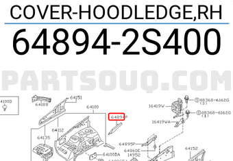 Nissan 648942S400 COVER-HOODLEDGE,RH