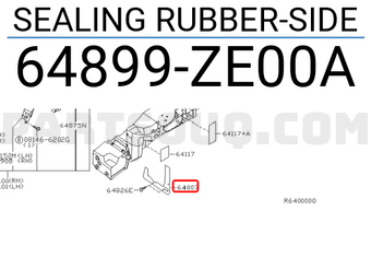 Nissan 64899ZE00A SEALING RUBBER-SIDE