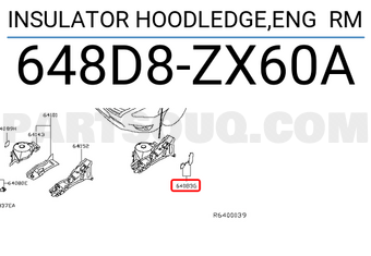 Nissan 648D8ZX60A INSULATOR HOODLEDGE,ENG RM