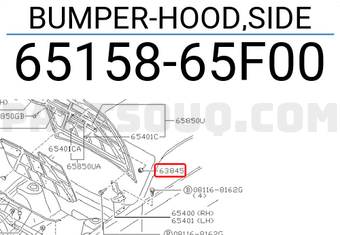 Nissan 6515865F00 BUMPER-HOOD,SIDE