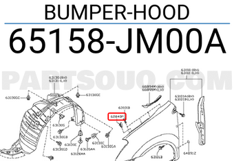 Nissan 65158JM00A BUMPER-HOOD