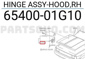 Nissan 6540001G10 HINGE ASSY-HOOD,RH