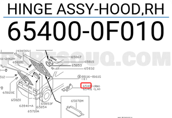 Nissan 654000F010 HINGE ASSY-HOOD,RH
