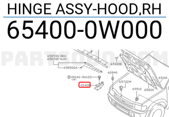 Nissan 654000W000 HINGE ASSY-HOOD,RH