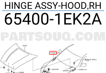 Nissan 654001EK2A HINGE ASSY-HOOD,RH